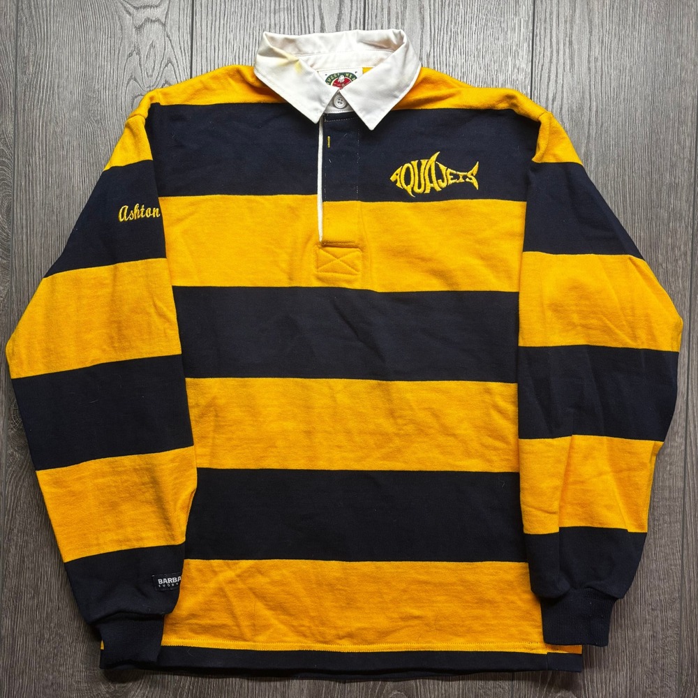 Barbarian Rugby Wear Mens Small Navy Yellow Striped Aquajets Rugby Shirt Canada
